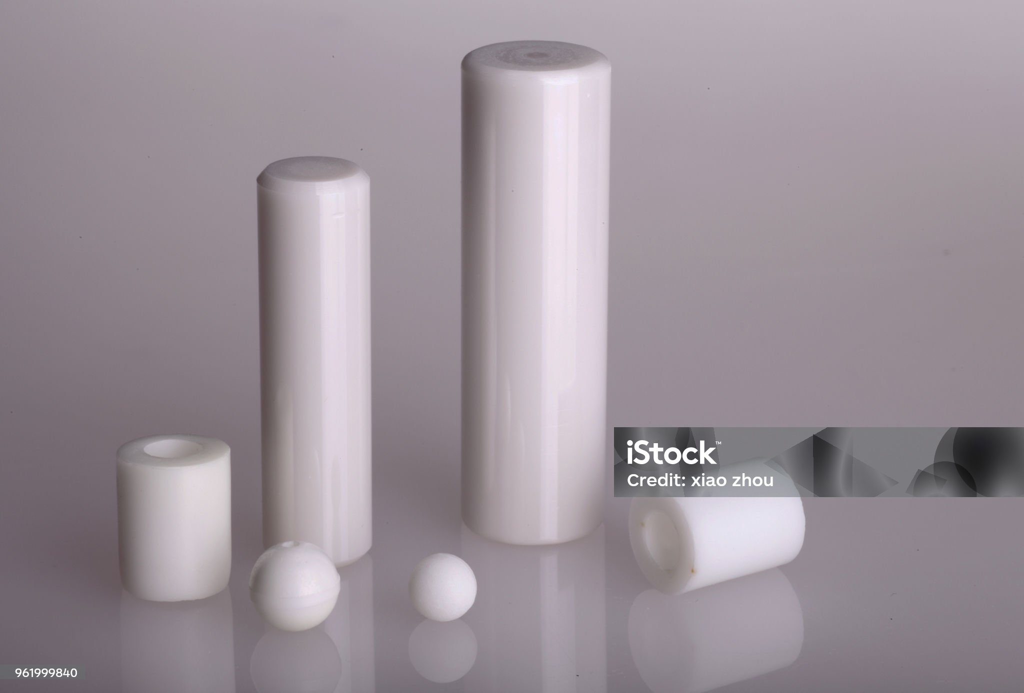 Close-up of precision-machined ceramic parts